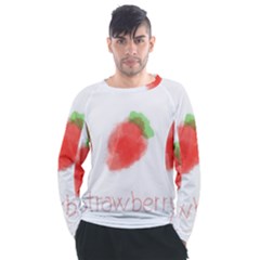 Strawbery Fruit Watercolor Painted Men s Long Sleeve Raglan Tee