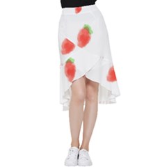 Strawbery Fruit Watercolor Painted Frill Hi Low Chiffon Skirt by Mariart