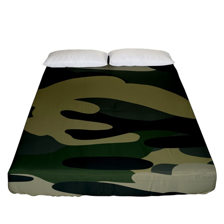 Green Military Camouflage Pattern Fitted Sheet (King Size)