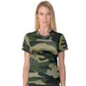 Green Military Camouflage Pattern V-Neck Sport Mesh Tee View1