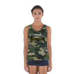 Green Military Camouflage Pattern Sport Tank Top  by fashionpod