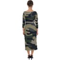 Green Military Camouflage Pattern Quarter Sleeve Midi Bodycon Dress View2