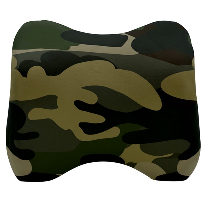 Green Military Camouflage Pattern Velour Head Support Cushion