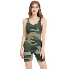 Green Military Camouflage Pattern Women s Wrestling Singlet by fashionpod