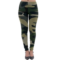 Green Military Camouflage Pattern Lightweight Velour Leggings by fashionpod