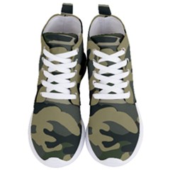 Green Military Camouflage Pattern Women s Lightweight High Top Sneakers by fashionpod