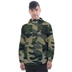 Green Military Camouflage Pattern Men s Front Pocket Pullover Windbreaker