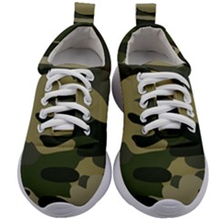 Green Military Camouflage Pattern Kids Athletic Shoes by fashionpod