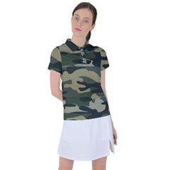 Green Military Camouflage Pattern Women s Polo Tee