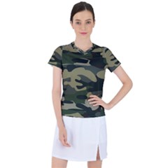 Green Military Camouflage Pattern Women s Sports Top by fashionpod