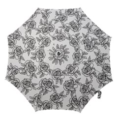 Line Art Black And White Rose Hook Handle Umbrellas (large) by MintanArt