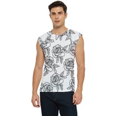 Line Art Black And White Rose Men s Raglan Cap Sleeve Tee by MintanArt