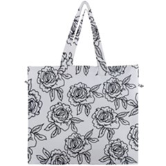 Line Art Black And White Rose Canvas Travel Bag