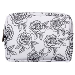 Line Art Black And White Rose Make Up Pouch (medium)