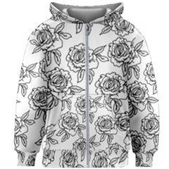 Line Art Black And White Rose Kids  Zipper Hoodie Without Drawstring by MintanArt