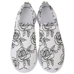 Line Art Black And White Rose Men s Slip On Sneakers