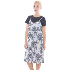 Line Art Black And White Rose Camis Fishtail Dress