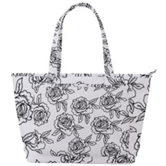 Line Art Black And White Rose Back Pocket Shoulder Bag 