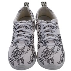 Line Art Black And White Rose Mens Athletic Shoes by MintanArt