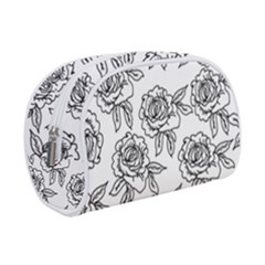 Line Art Black And White Rose Makeup Case (small)