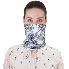 Line Art Black And White Rose Face Covering Bandana (adult)