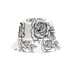 Line Art Black And White Rose Inside Out Bucket Hat (kids)