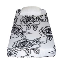 Line Art Black And White Rose Fitted Sheet (single Size)