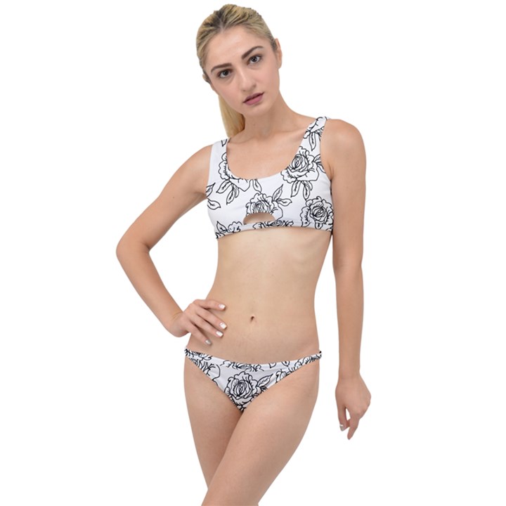 Line Art Black And White Rose The Little Details Bikini Set