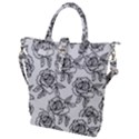 Line Art Black And White Rose Buckle Top Tote Bag View1