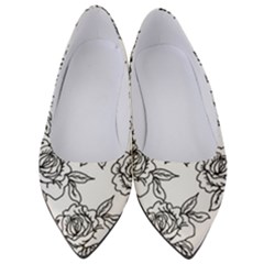 Line Art Black And White Rose Women s Low Heels