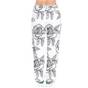 Line Art Black And White Rose Women velvet Drawstring Pants View2