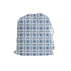 Blue Floral Pattern Drawstring Pouch (large) by MintanArt