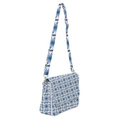 Blue Floral Pattern Shoulder Bag With Back Zipper