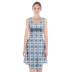 Blue Floral Pattern Racerback Midi Dress by MintanArt