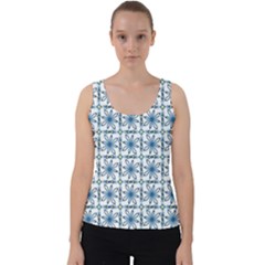 Blue Floral Pattern Velvet Tank Top by MintanArt