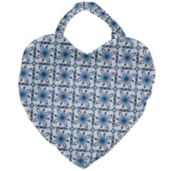 Blue Floral Pattern Giant Heart Shaped Tote