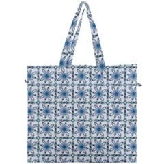 Blue Floral Pattern Canvas Travel Bag