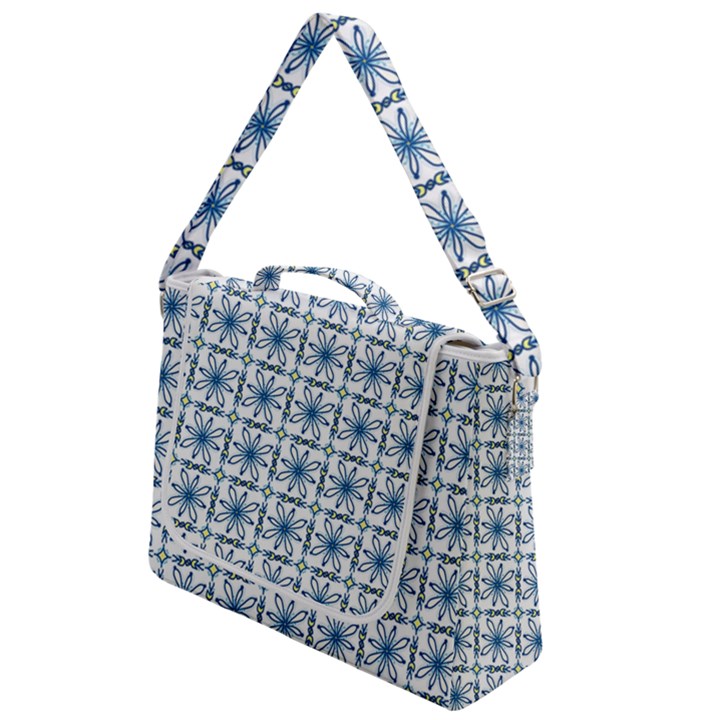 Blue floral pattern Box Up Messenger Bag