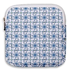 Blue Floral Pattern Mini Square Pouch by MintanArt