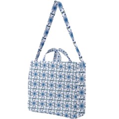 Blue Floral Pattern Square Shoulder Tote Bag