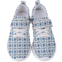 Blue Floral Pattern Women s Velcro Strap Shoes