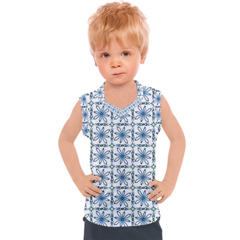 Blue Floral Pattern Kids  Sport Tank Top by MintanArt