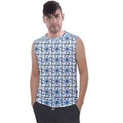 Blue Floral Pattern Men s Regular Tank Top by MintanArt