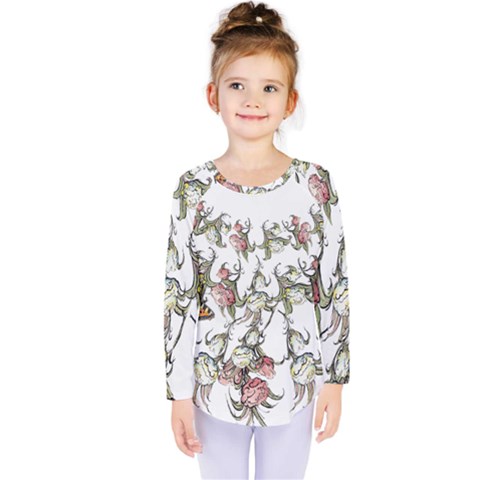 Lady Of The Flowers - By Larenard Kids  Long Sleeve Tee by LaRenard