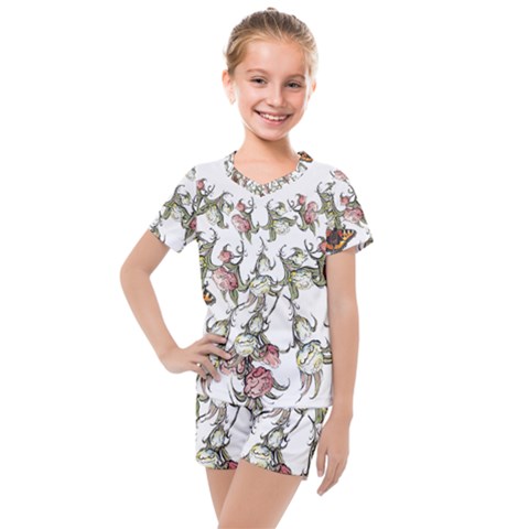 Lady Of The Flowers - By Larenard Kids  Mesh Tee And Shorts Set by LaRenard