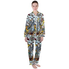 The Illustrated Alphabet - N - By Larenard Satin Long Sleeve Pajamas Set by LaRenard