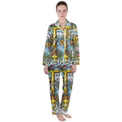 The Illustrated Alphabet - T - By Larenard Satin Long Sleeve Pajamas Set by LaRenard