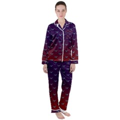 Blue Bird Of Happiness - Dark - By Larenard Satin Long Sleeve Pajamas Set by LaRenard