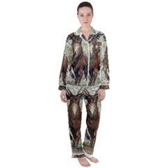 King Of The Forest - By Larenard Satin Long Sleeve Pajamas Set by LaRenard