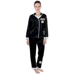 Fox & Sparrow - Logo On Black - By Larenard Satin Long Sleeve Pajamas Set by LaRenard